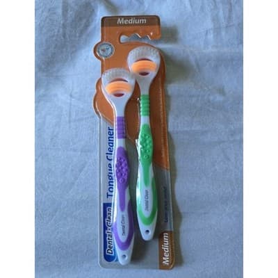 Dental-Clean Medium Tongue Cleaner Set Of 2 Ergonomic Handle & Premium Bristles - Thumbnail 4