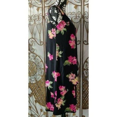Susan Graver Womens Black Pink Floral Tiered Sleeveless Shift Dress XS A377870 - Thumbnail 6