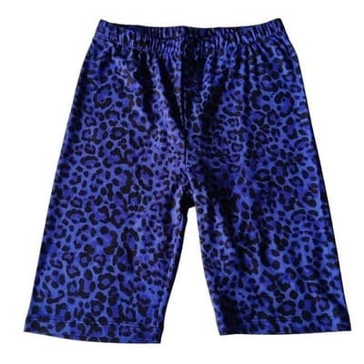 Womens Leopard Print Bike Shorts Blue Casual Athleisure Activewear - Thumbnail 4