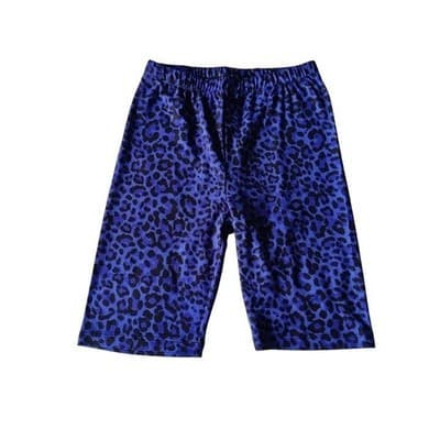 Womens Leopard Print Bike Shorts Blue Casual Athleisure Activewear - Thumbnail 5