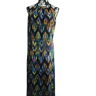 Socialite Womens Multi Color Ikat Halter Maxi Dress Open Back 90109-EWD Mens M - Image 1