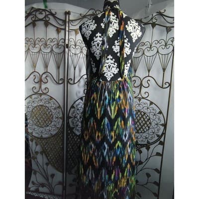 Socialite Womens Multi Color Ikat Halter Maxi Dress Open Back 90109-EWD Mens M - Thumbnail 8