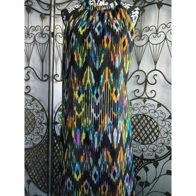 Socialite Womens Multi Color Ikat Halter Maxi Dress Open Back 90109-EWD Mens M - Thumbnail 9