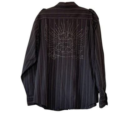 Galaxy by Harvic Men's XL Gray Striped Long Sleeve Button-Up Shirt - Thumbnail 4