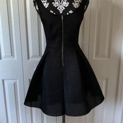 Papaya Women's Black Mesh Skater Dress Size M Knee Length Party Cocktail - Image 1