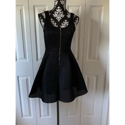 Papaya Women's Black Mesh Skater Dress Size M Knee Length Party Cocktail - Thumbnail 7