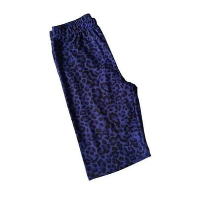 Womens Leopard Print Bike Shorts Blue Casual Athleisure Activewear - Thumbnail 3