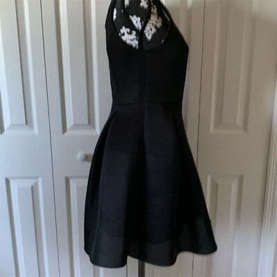 Papaya Women's Black Mesh Skater Dress Size M Knee Length Party Cocktail - Thumbnail 4