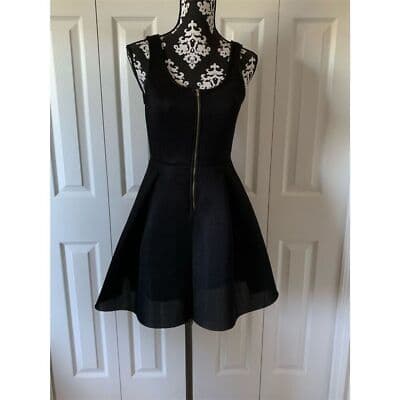Papaya Women's Black Mesh Skater Dress Size M Knee Length Party Cocktail - Thumbnail 9