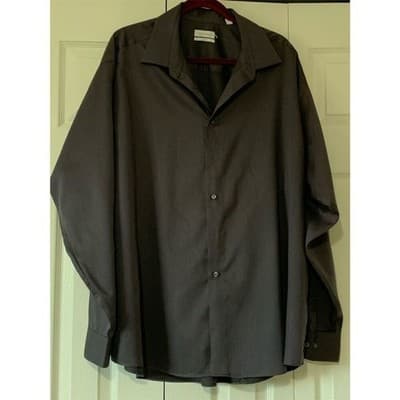 Calvin Klein Men's 2XL Gray Long Sleeve Dress Shirt 18.5" Neck - Thumbnail 12