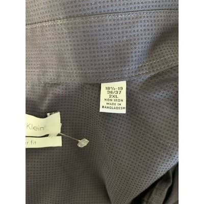 Calvin Klein Men's 2XL Gray Long Sleeve Dress Shirt 18.5" Neck - Thumbnail 7