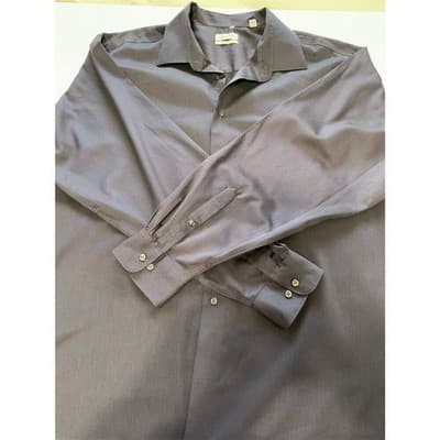 Calvin Klein Men's 2XL Gray Long Sleeve Dress Shirt 18.5" Neck - Thumbnail 10