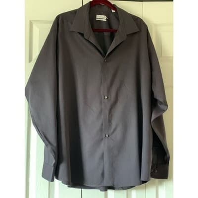 Calvin Klein Men's 2XL Gray Long Sleeve Dress Shirt 18.5" Neck - Thumbnail 13