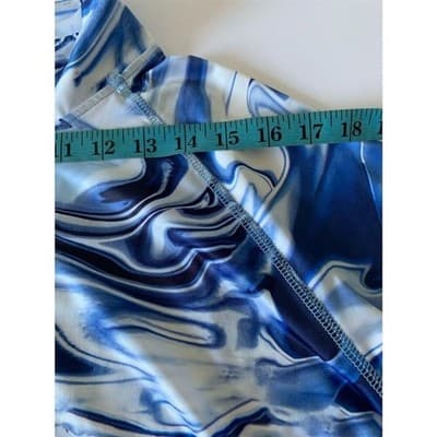 Women's Blue Geometric Half-Zip Tunic Top 3/4 Sleeve Casual 2XL - Thumbnail 5