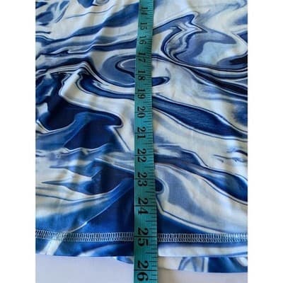 Women's Blue Geometric Half-Zip Tunic Top 3/4 Sleeve Casual 2XL - Thumbnail 8