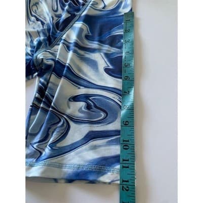 Women's Blue Geometric Half-Zip Tunic Top 3/4 Sleeve Casual 2XL - Thumbnail 9