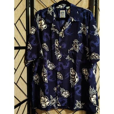 Ocean Current Men's Hawaiian Shirt Button Up Floral Medium Tropical Vintage SzXL - Thumbnail 2