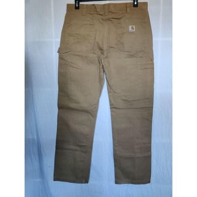 Carhartt Carpenter Work Pants Mens Size 36x32 Beige Tan Khaki Relaxed Fit - Thumbnail 2