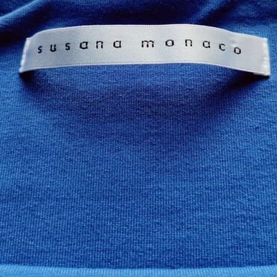 Susana Monaco Blue Cold Shoulder Bell Sleeve V-Neck Mini Dress Medium - Thumbnail 3