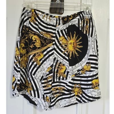 Faith Mixed Print Mini Skirt Skort Black White Checkered Celestial Zodiac L - Thumbnail 11