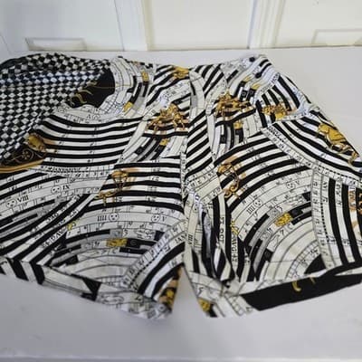 Faith Mixed Print Mini Skirt Skort Black White Checkered Celestial Zodiac L - Thumbnail 9