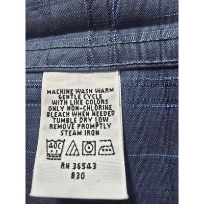 Geoffrey Beene Mens XL Navy Blue Textured Grid Long Sleeve Button Down Shirt - Thumbnail 4