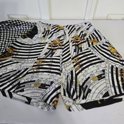 Faith Mixed Print Mini Skirt Skort Black White Checkered Celestial Zodiac L - Thumbnail 10