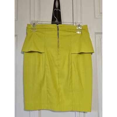Gibson & Latimer Neon Chartreuse Peplum Pencil Skirt Size 12 LA4026PDS - Thumbnail 10