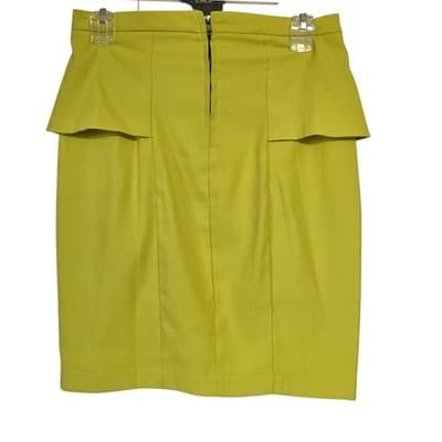 Gibson & Latimer Neon Chartreuse Peplum Pencil Skirt Size 12 LA4026PDS - Thumbnail 2