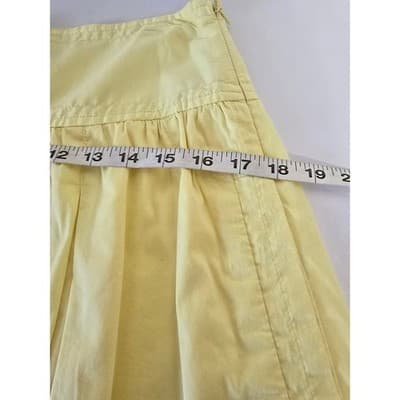 BCBGMAXAZRIA Yellow Pleated Mini Skirt Cotton Blend Size 4 Pastel Summer Preppy - Thumbnail 6