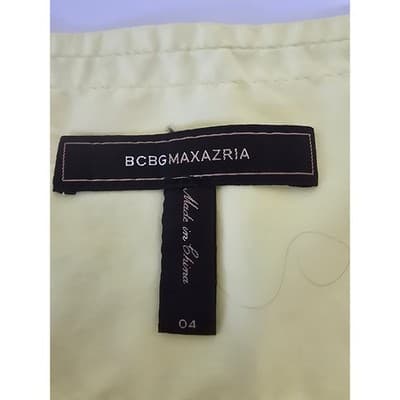 BCBGMAXAZRIA Yellow Pleated Mini Skirt Cotton Blend Size 4 Pastel Summer Preppy - Thumbnail 3