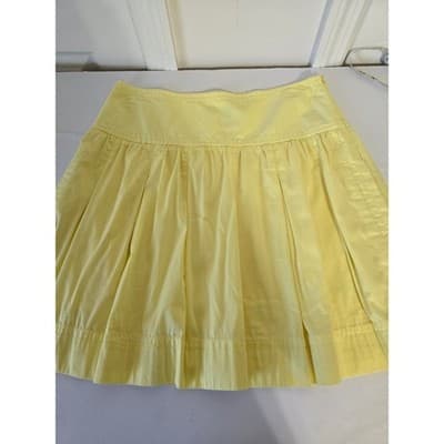 BCBGMAXAZRIA Yellow Pleated Mini Skirt Cotton Blend Size 4 Pastel Summer Preppy - Thumbnail 9