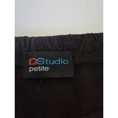 DStudio Petite Black Textured Rose Matelasse Pencil Skirt Elastic Waist Knee - Thumbnail 3