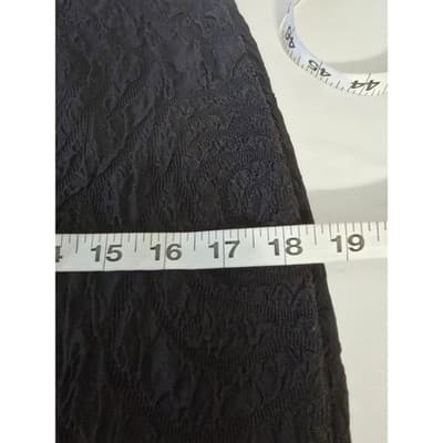 DStudio Petite Black Textured Rose Matelasse Pencil Skirt Elastic Waist Knee - Thumbnail 5