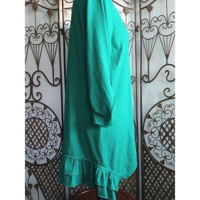 Style Co Jade Green Ruffle Hem Tunic Top XL Long Sleeve Scoop Neck - Thumbnail 10