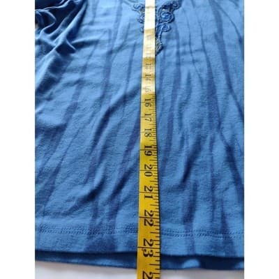 Nature Art Lynn Yang Embroidered 3/4 Sleeve Top Blue Womens Size Large - Thumbnail 11