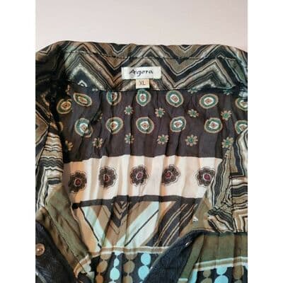 Agora Womens Top Blouse Snap Button Front Long Sleeve Collared Size XL - Thumbnail 4