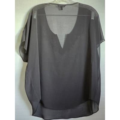 Express Womens Sequin V-Neck Chiffon Blouse Gray Damask Back Relaxed Fit Large - Thumbnail 12