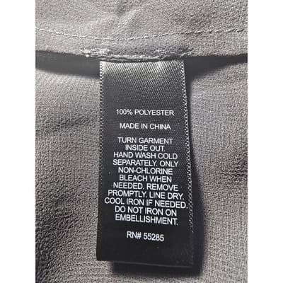 Express Womens Sequin V-Neck Chiffon Blouse Gray Damask Back Relaxed Fit Large - Thumbnail 4