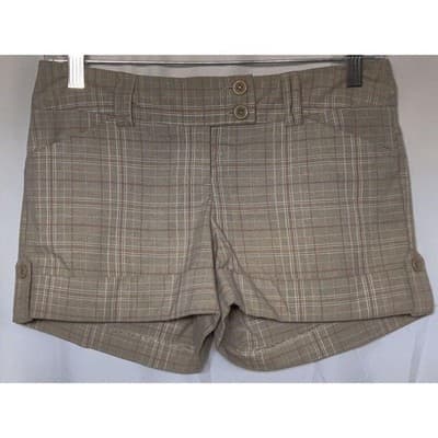 Tracy Evans Womens Light Brown Red - Plaid Short-shorts Size 3 - Thumbnail 4
