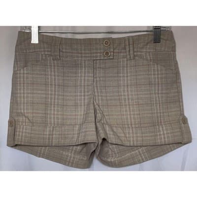 Tracy Evans Womens Light Brown Red - Plaid Short-shorts Size 3 - Image 1