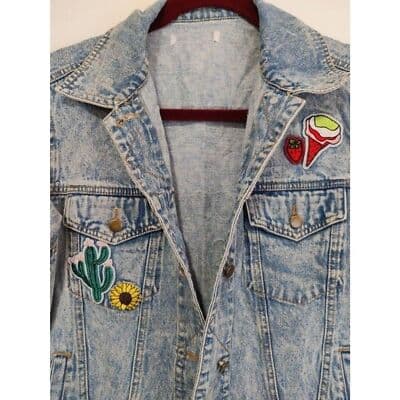 Good Vibes Only Jean Embroidered Details Front Back Jacket - Image 1