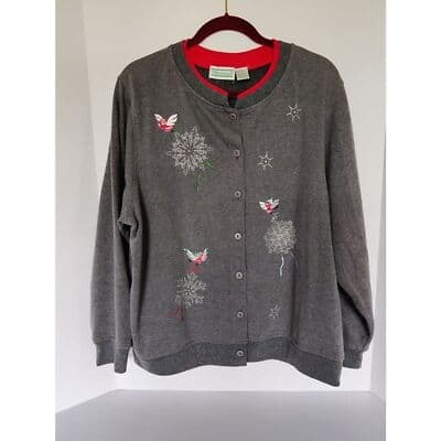 Vintage USA Shenanigans Branded Grandma Granny Embroidered Cardigan Size XL - Thumbnail 11