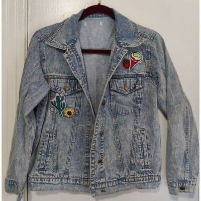 Good Vibes Only Jean Embroidered Details Front Back Jacket - Thumbnail 2