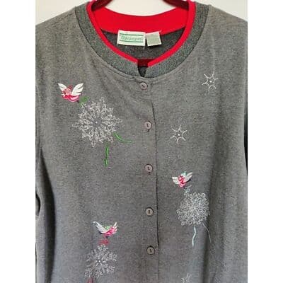 Vintage USA Shenanigans Branded Grandma Granny Embroidered Cardigan Size XL - Thumbnail 6