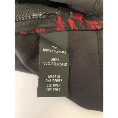 B-Wear Byer California Red Black Abstract Glitter Ruffle Tie Neck Blouse S - Thumbnail 5