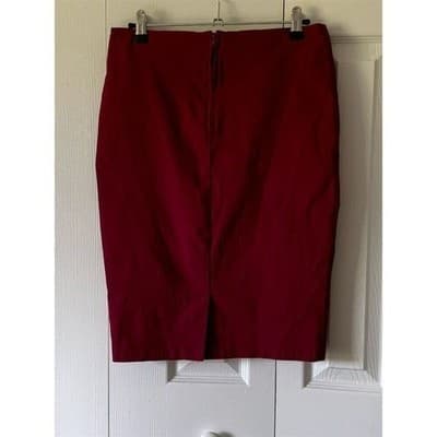 Papaya Women's Red Pencil Skirt Size L Knee Length Casual Stretchy - Thumbnail 2