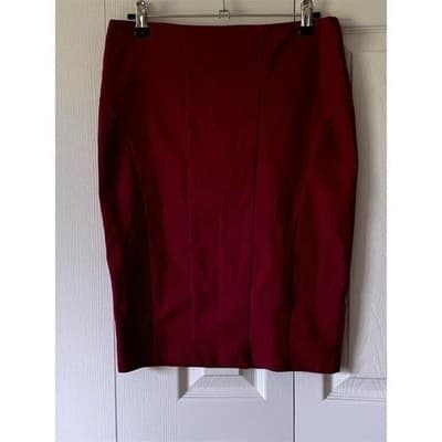 Papaya Women's Red Pencil Skirt Size L Knee Length Casual Stretchy - Thumbnail 3