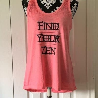 PL MOVERMENT Women's Pink "Find Your Zen" Graphic Tank Top XL - Image 1