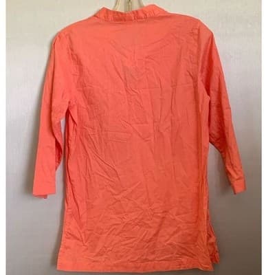 Krazy Kat Women's Coral Embroidered Floral Tunic Top Small 3/4 Sleeve - Thumbnail 2